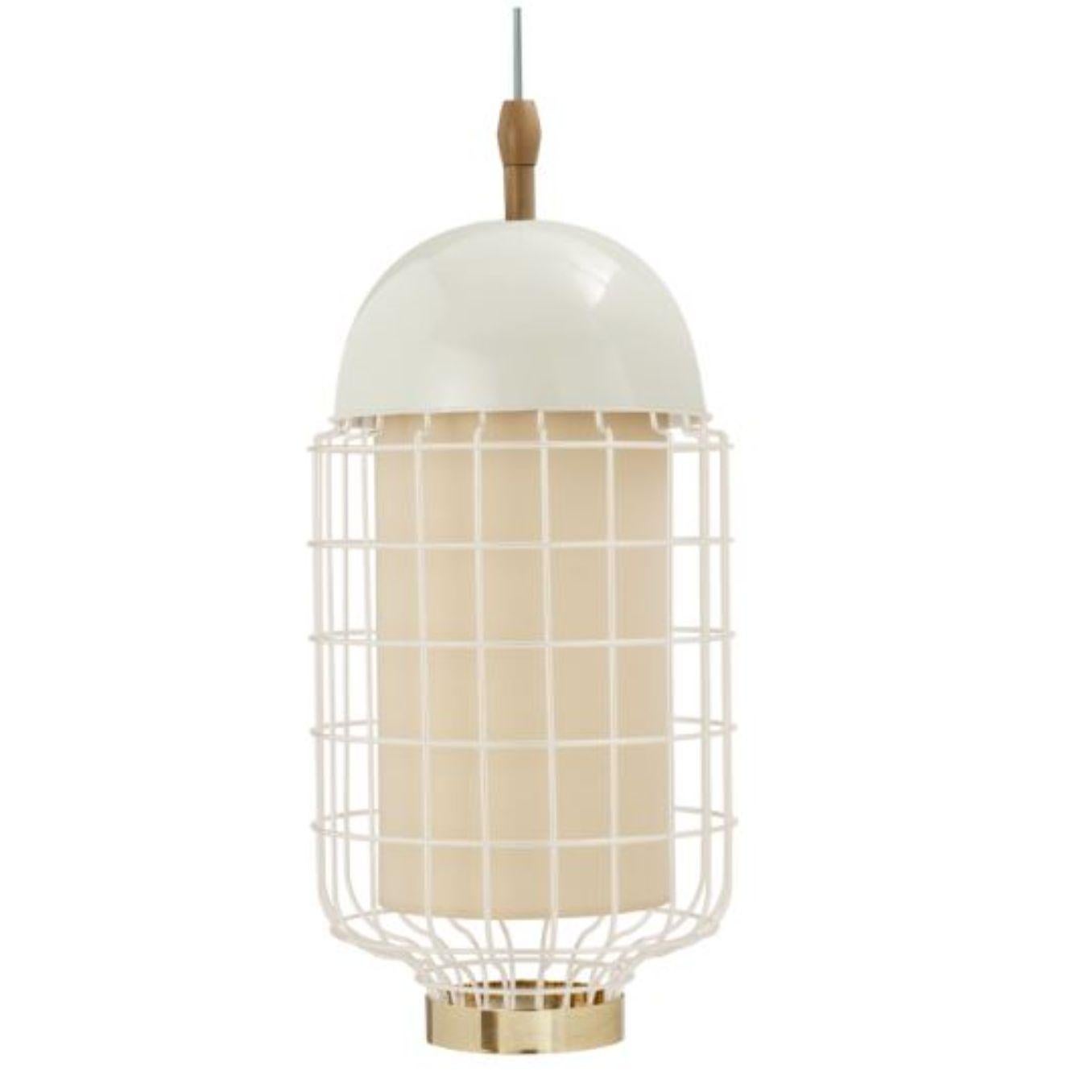 Contemporary Cobalt Magnolia II Suspension Lamp with Brass Ring by Dooq For Sale