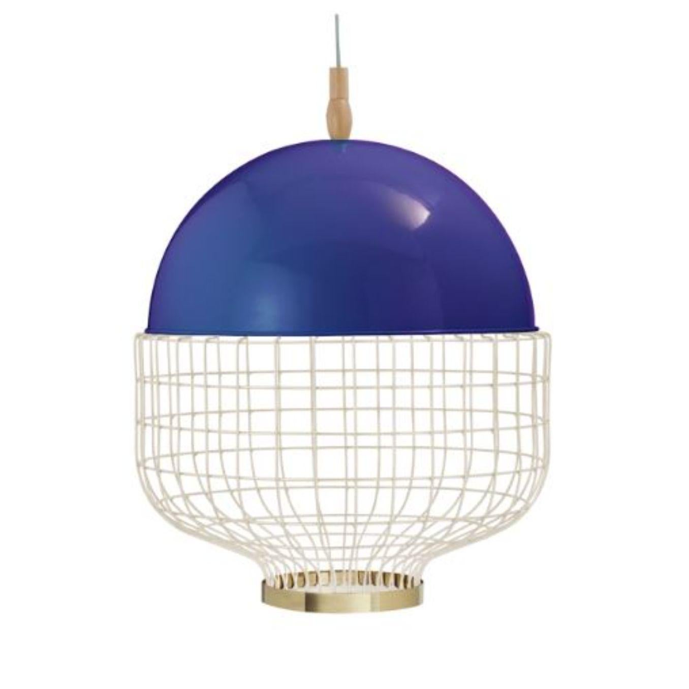 Cobalt magnolia suspension lamp with brass ring by Dooq.
Dimensions: W 65 x D 65 x H 68 cm.
Materials: lacquered metal, polished or brushed metal, brass.
Also available in different colours and materials.

Information:
230V/50Hz
E27/1x20W