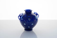 Vase en verre de Murano cobalt, Murrine et Avventurina. Lapis Lazuli. Fratelli Toso