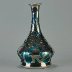 “Cobalt Papillon Vase” Art Nouveau Glass Vase by the Loetz Glassworks