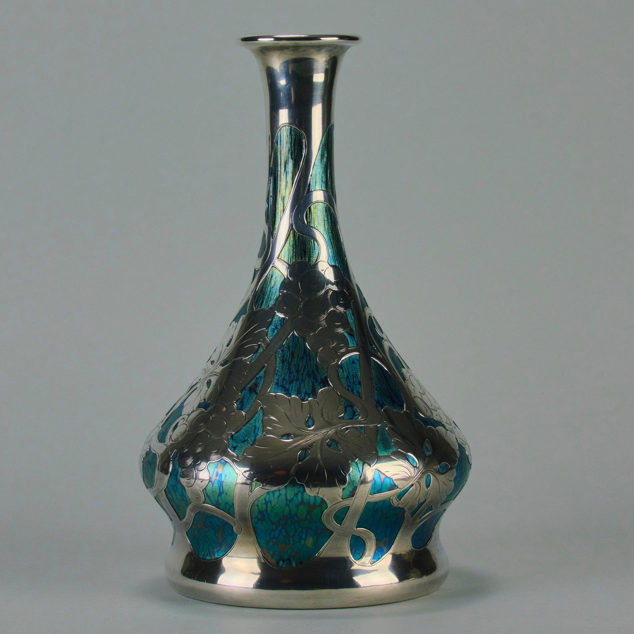 Early 20th Century “Cobalt Papillon Vase” Art Nouveau Glass Vase by the Loetz Glassworks