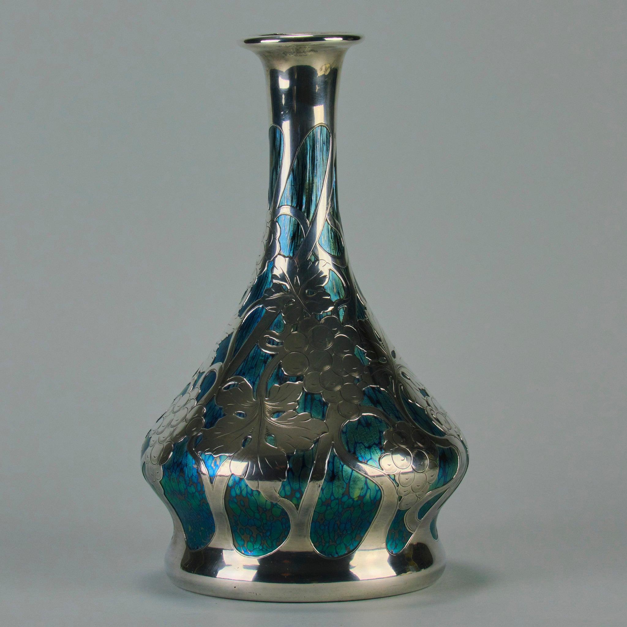 “Cobalt Papillon Vase” Art Nouveau Glass Vase by the Loetz Glassworks 1