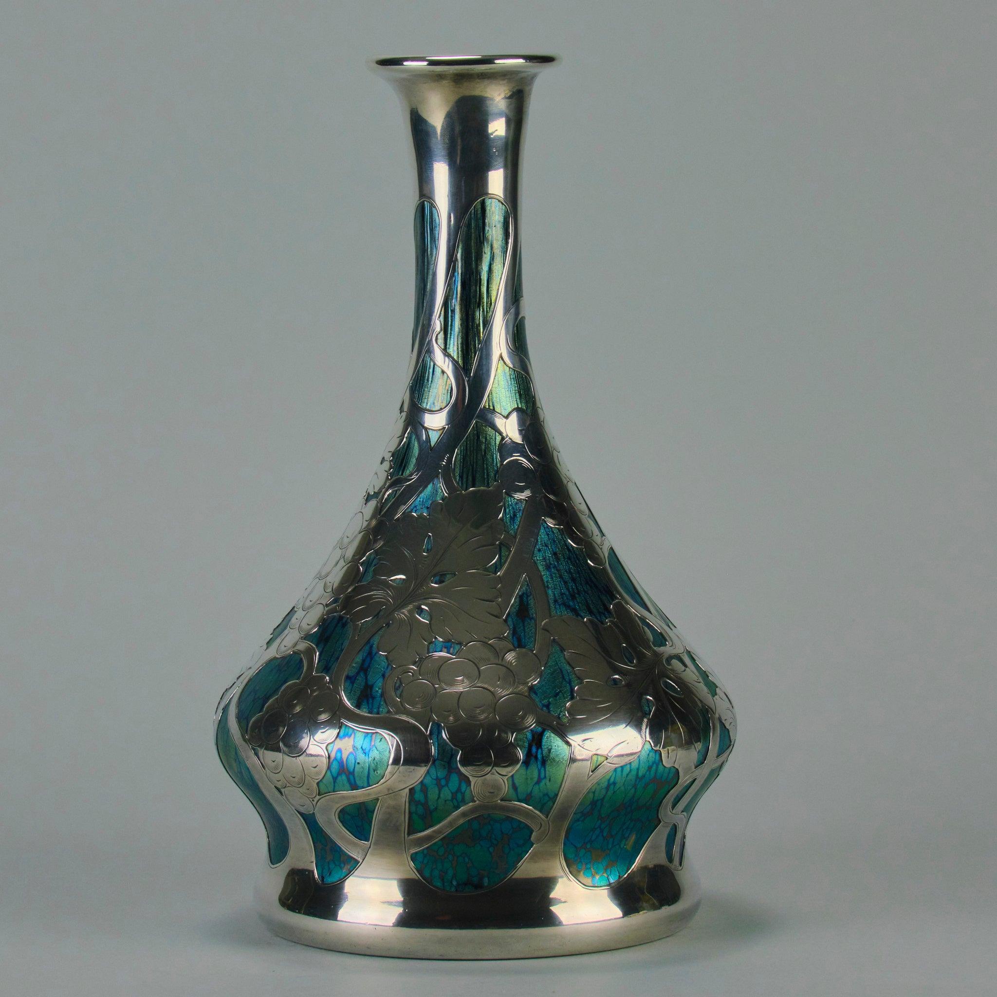 “Cobalt Papillon Vase” Art Nouveau Glass Vase by the Loetz Glassworks 2