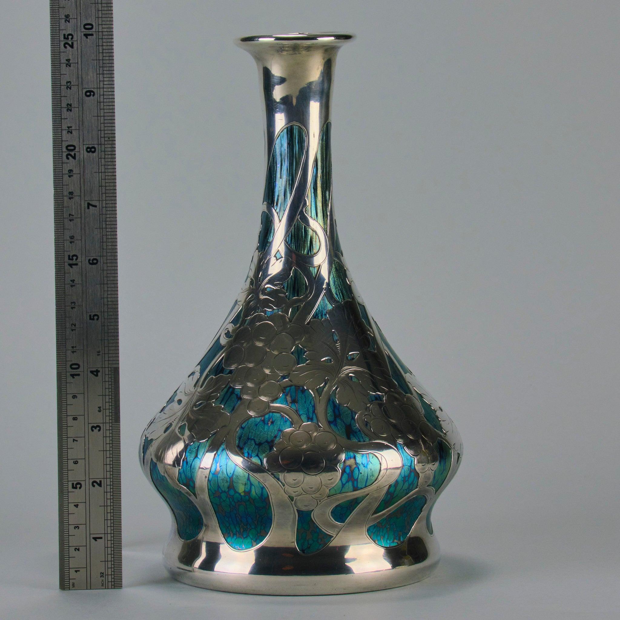“Cobalt Papillon Vase” Art Nouveau Glass Vase by the Loetz Glassworks 3