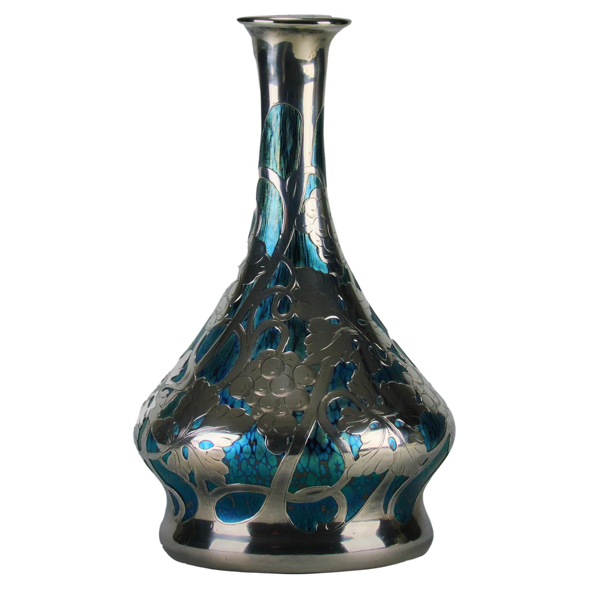 “Cobalt Papillon Vase” Art Nouveau Glass Vase by the Loetz Glassworks