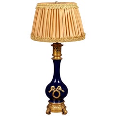 Cobalt Porcelain and Gilded Bronze Table Lamp, circa 1900