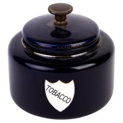 Vintage Cobalt Porcelain Tobacco Jar 