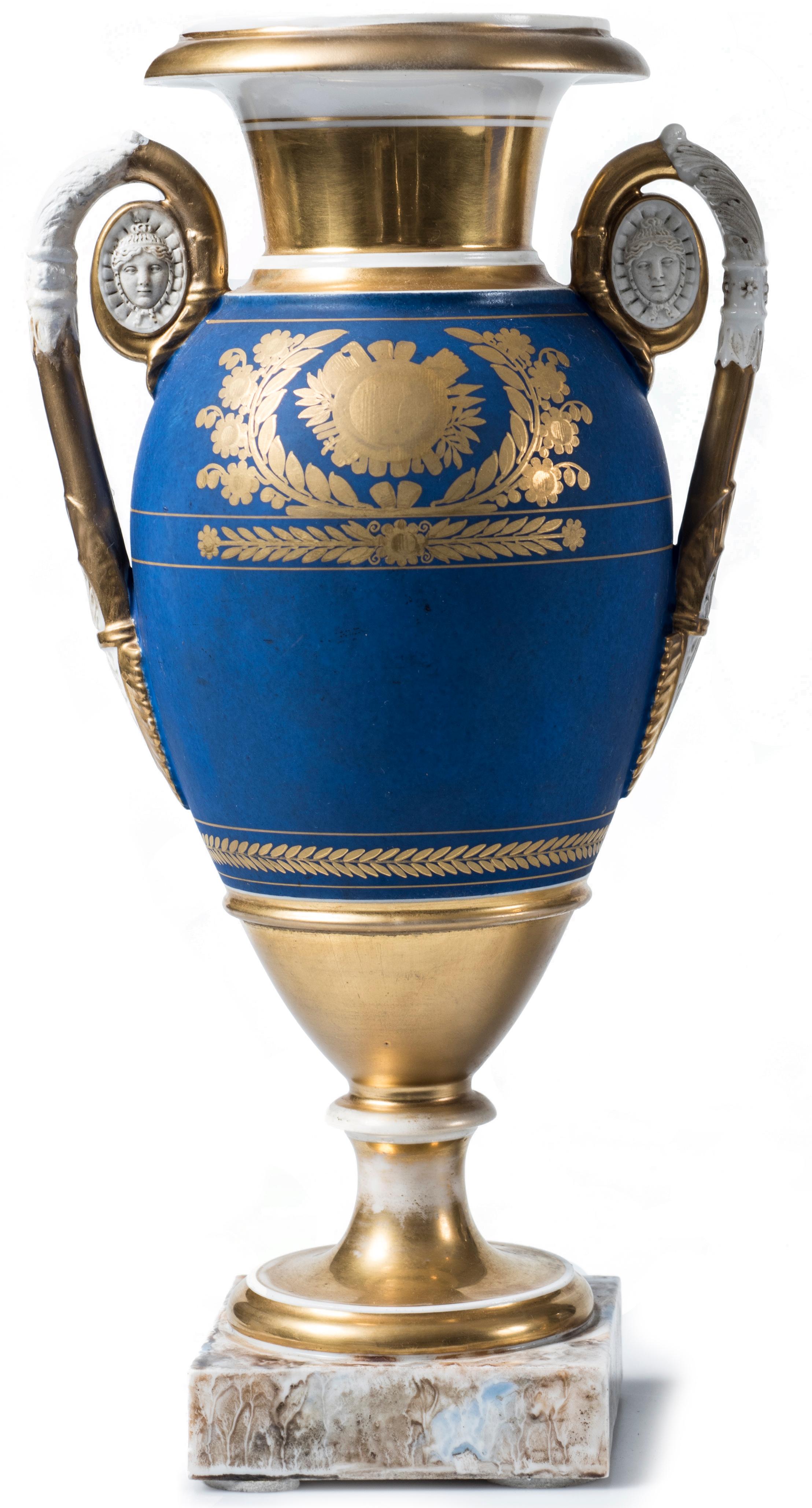 Cobalt Porcelain Vases, French Manufacture, 19th Century In Good Condition In Roma, IT