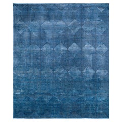  Kobaltfarbener Teppich von Rural Weavers, geknüpft, Wolle, Seide, 240x300cm