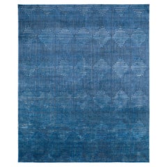  Kobaltfarbener Teppich von Rural Weavers, geknüpft, Wolle, Seide, 270x360cm