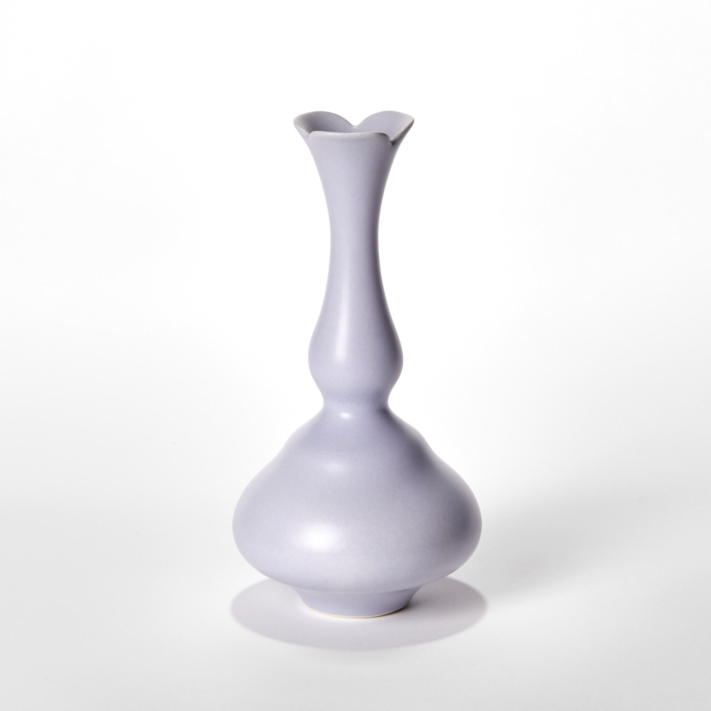 Organic Modern Cobalt Trio, still life of three soft purple porcelain vases by Vivienne Foley For Sale