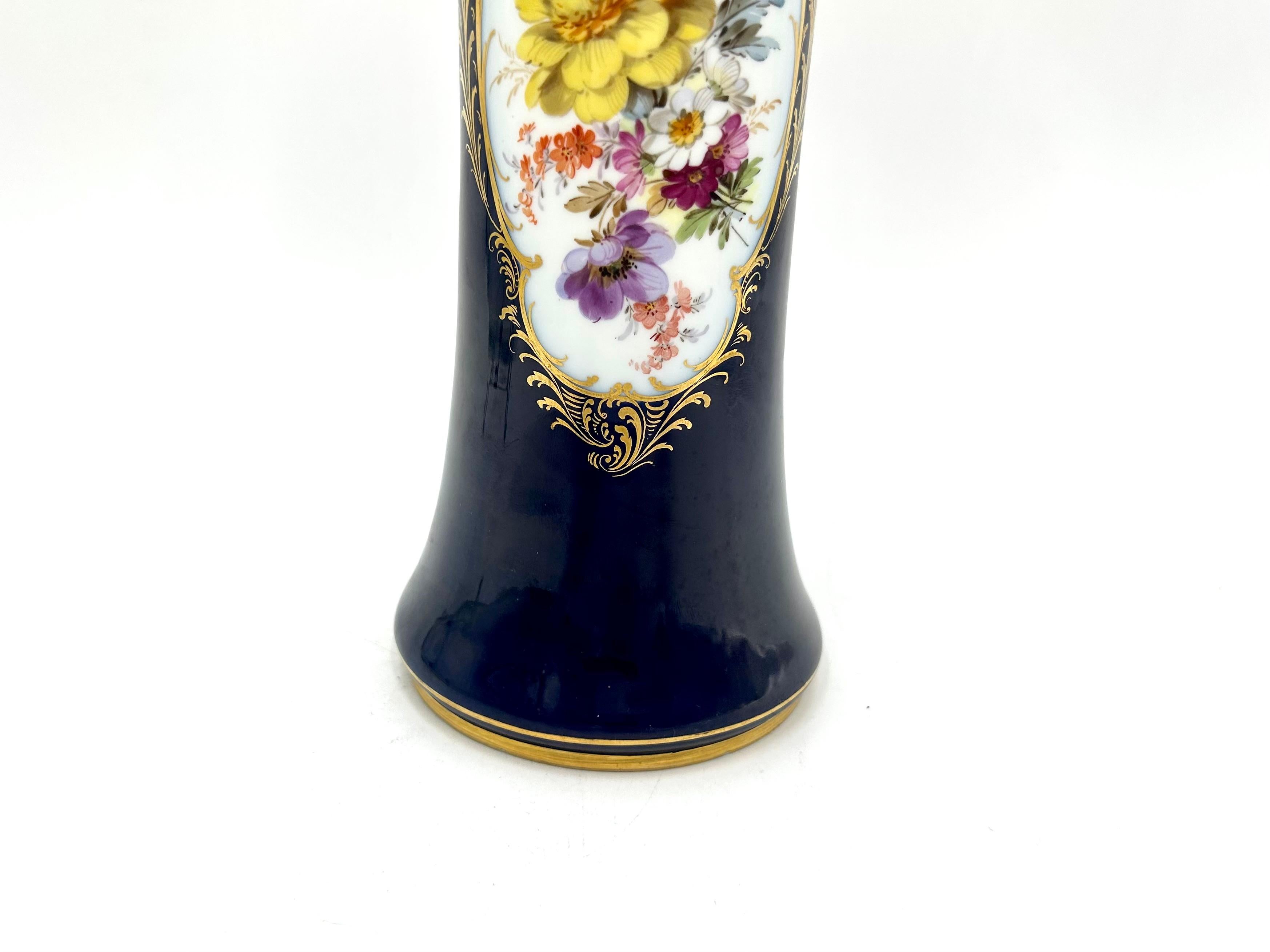 Porcelain Cobalt Vase, Meissen, Germany, Mid-20th Century