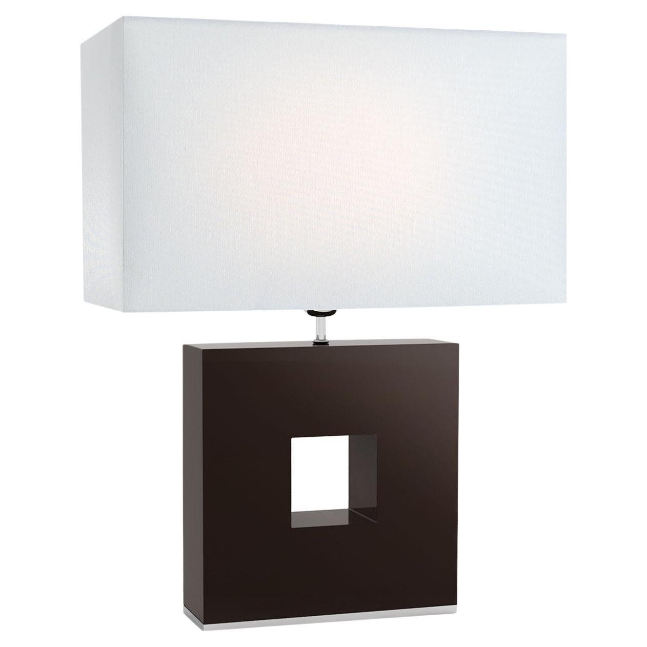 Cobalto Brown Table Lamp with White Shade For Sale