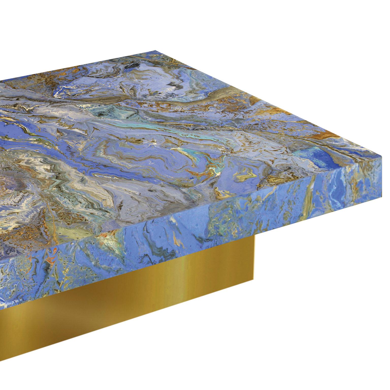 blue and gold coffee table