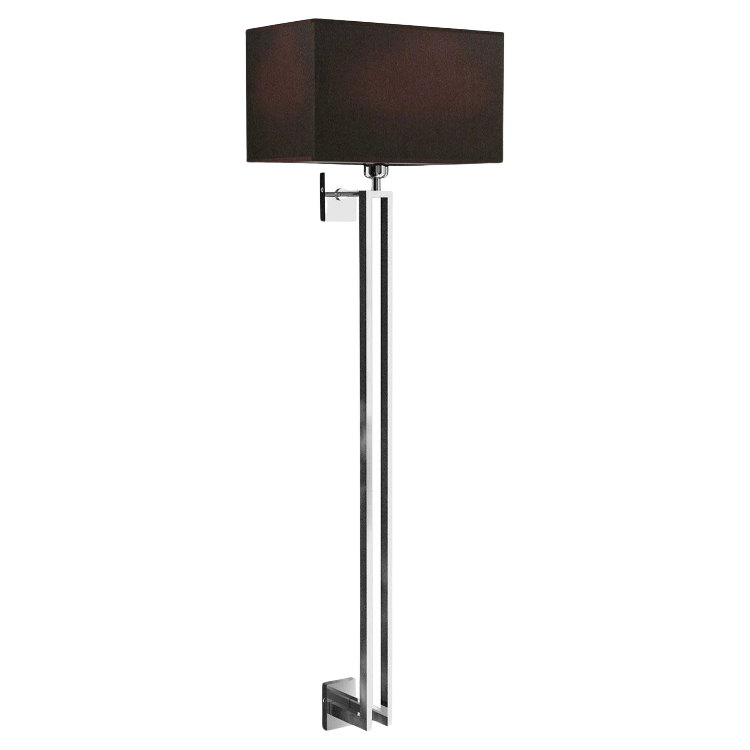 Cobalto Tall Chromed Wall Lamp with Black Shade For Sale