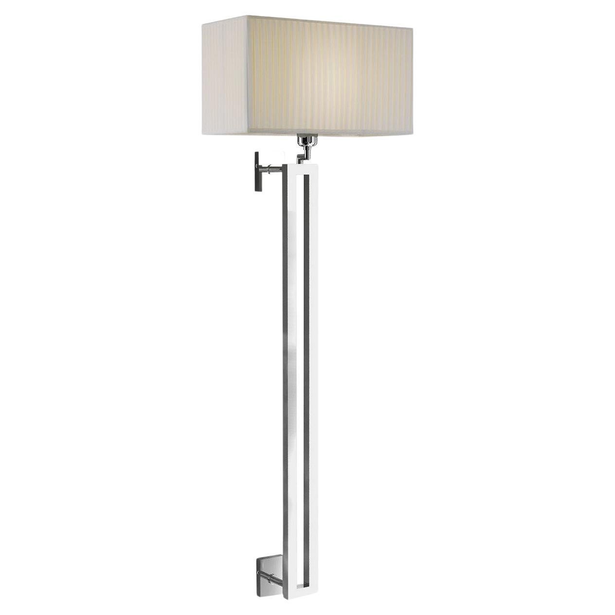 Cobalto Tall Chromed Wall Lamp with White Shade For Sale