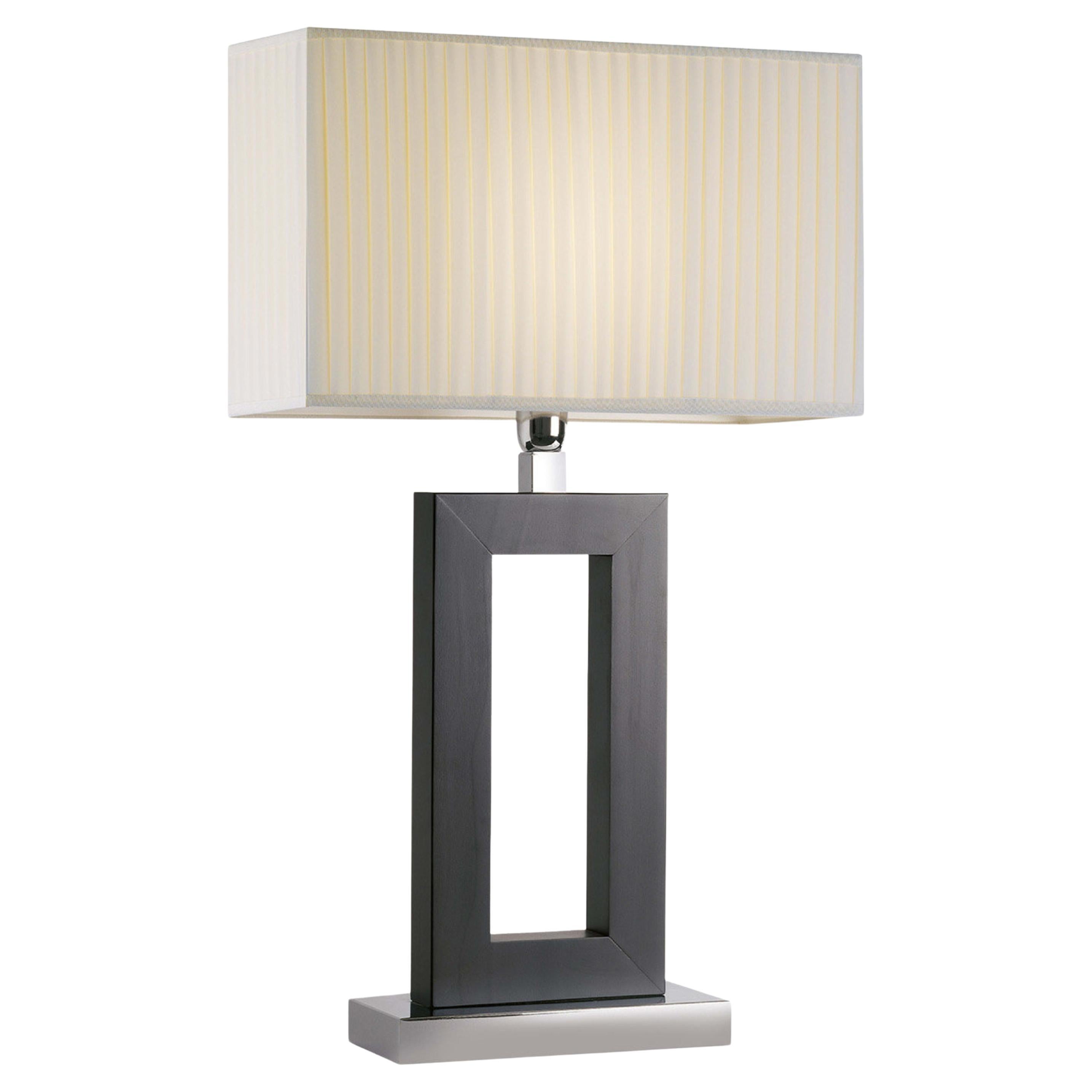 Cobalto Wood Table Lamp with Ivory Shade For Sale
