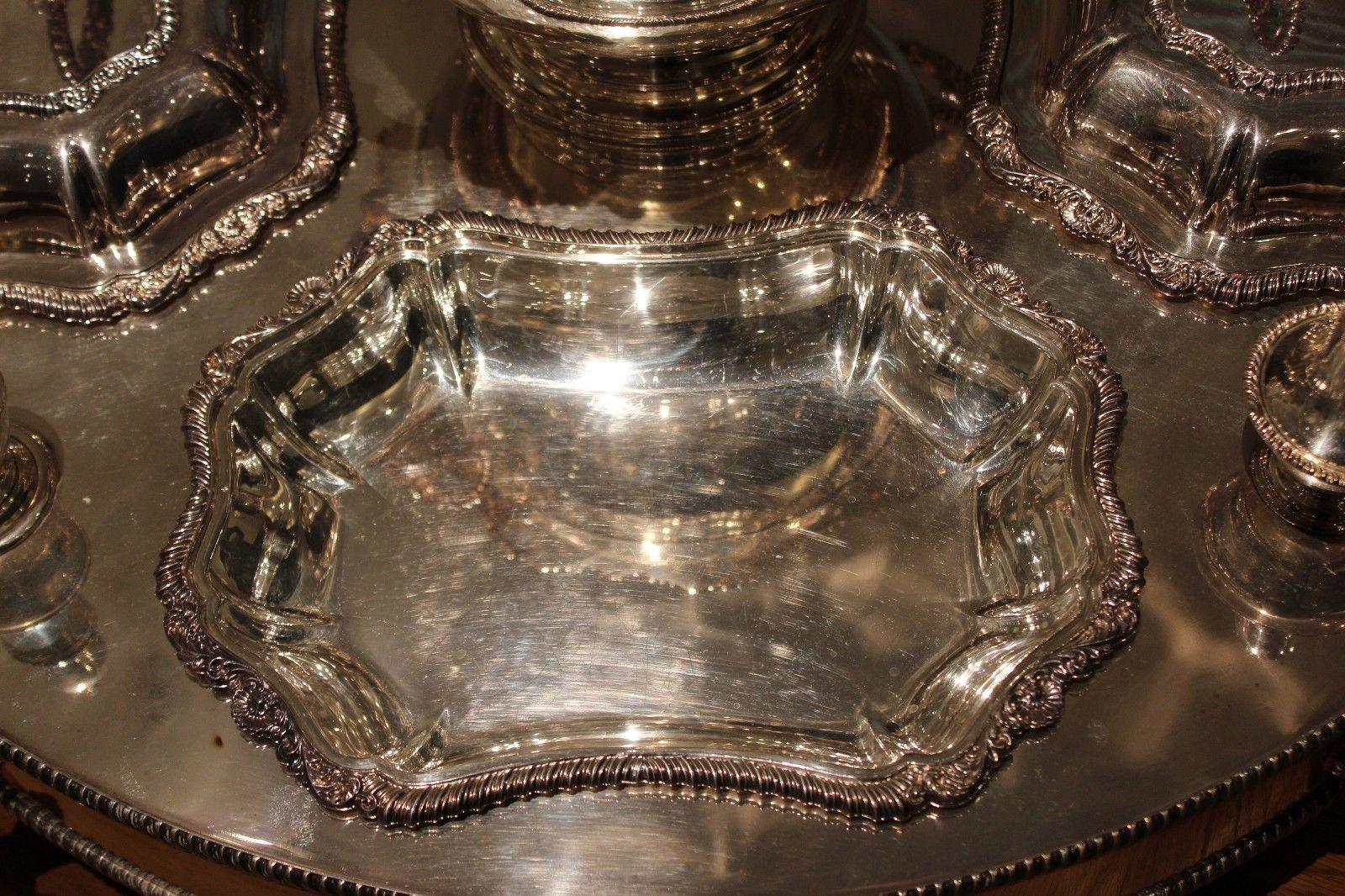Cobb Sheffield England Silver Plated Serving Lazy Susan In Good Condition In Keego Harbor, MI