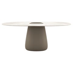 Mesa Cobble 190cm Cubo Stonew en Polietileno Reciclable Marfil