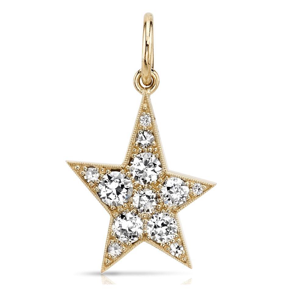 Handcrafted Cobblestone Star Mixed Diamond Pendant by Single Stone For Sale