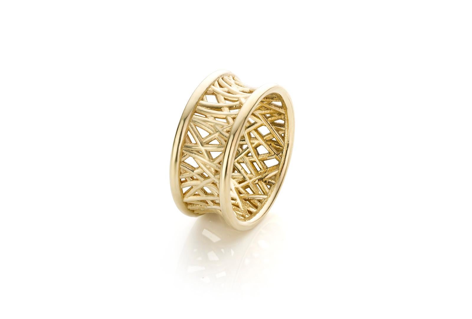 Contemporary Cober 14 carat Yellow Gold Handmade fantasy Ring Totally Handmade Available Now For Sale