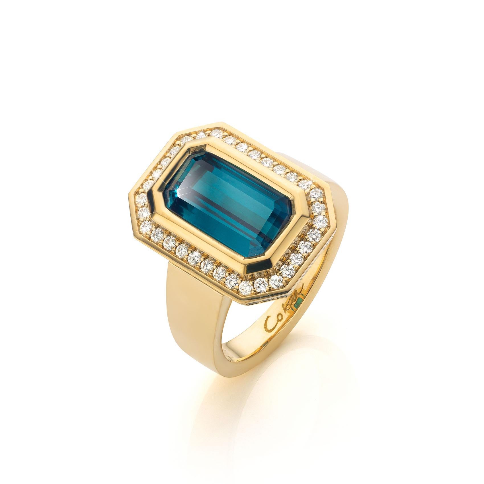 Im Angebot: Cober 6.2 Karat Indigolith Turmalin und 40 blaue Diamanten & 34 Diamanten Ring    () 3