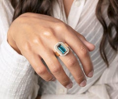 Cober 6.2 Carat Indigolite Tourmaline and 40 Blue Diamonds & 34 Diamonds Ring