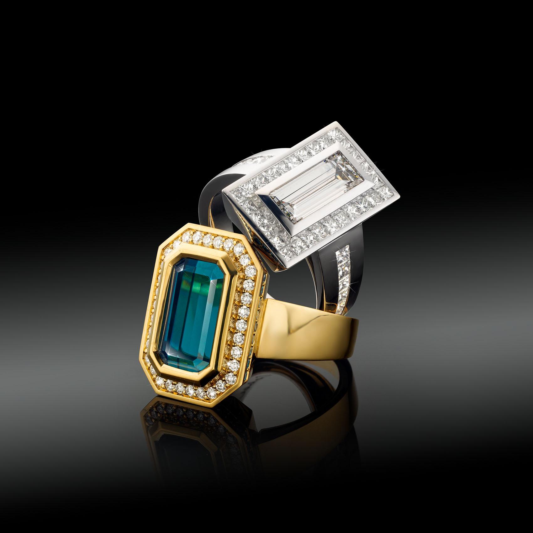 Im Angebot: Cober 6.2 Karat Indigolith Turmalin und 40 blaue Diamanten & 34 Diamanten Ring    () 5