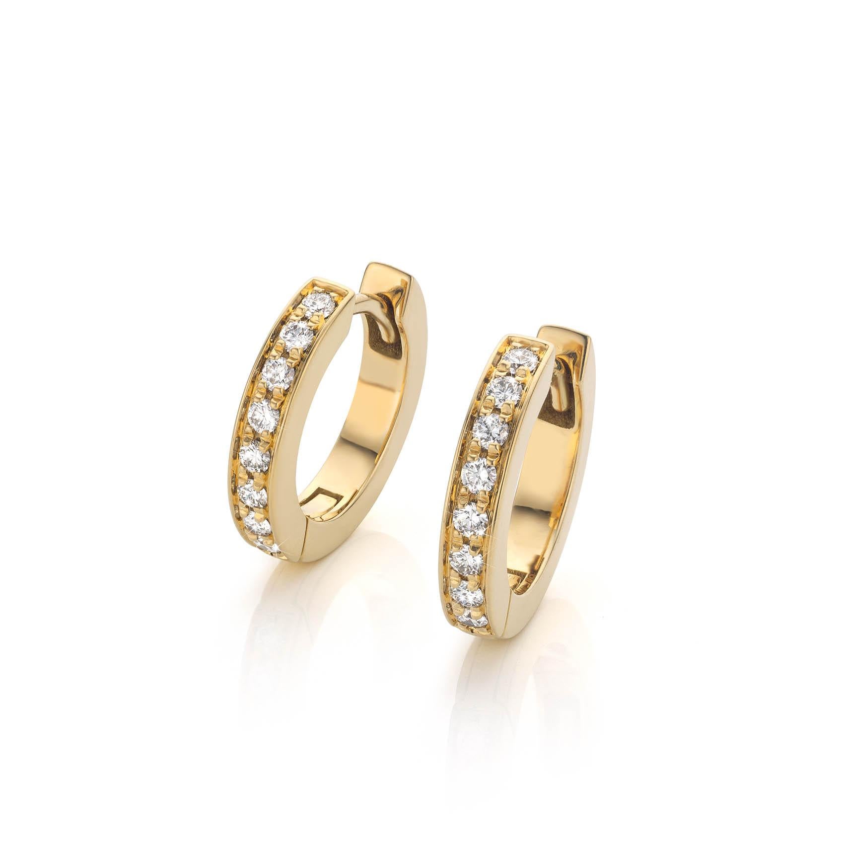 These are 14 Carat yellow gold earrings with in each earring 8 x 0,01 ct. Brilliant-cut Diamonds.

Technical specifications:
- These earrings are most of the times in stock and directly available!

- If they are unfortunatly sold out they can be