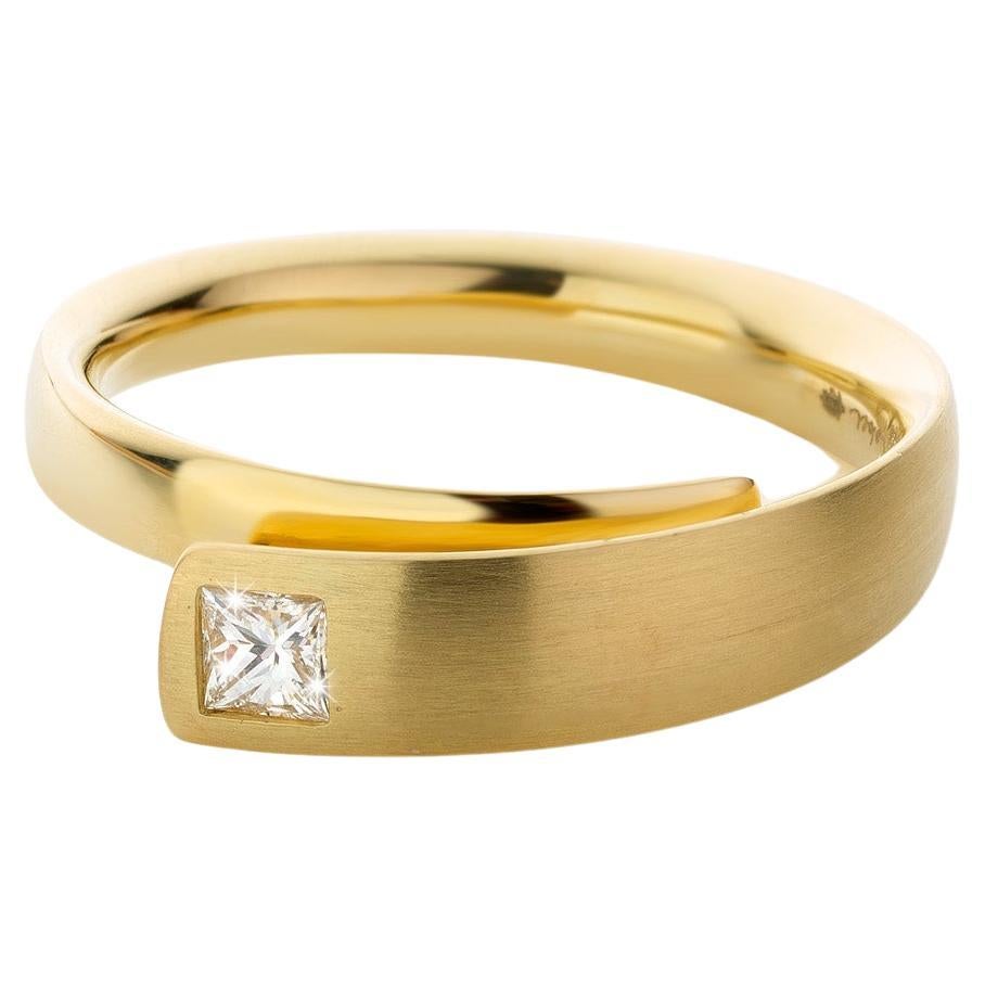 Cober “Attached” with one 0.14 Ct. Princess-cut Diamond (F/VVS) Ring Handmade For Sale