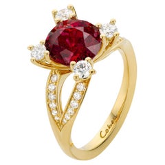 Cober "Bashing Red" with 4.24 Carat Spinel and 0.65 Ct Diamonds YellowGold Ring 
