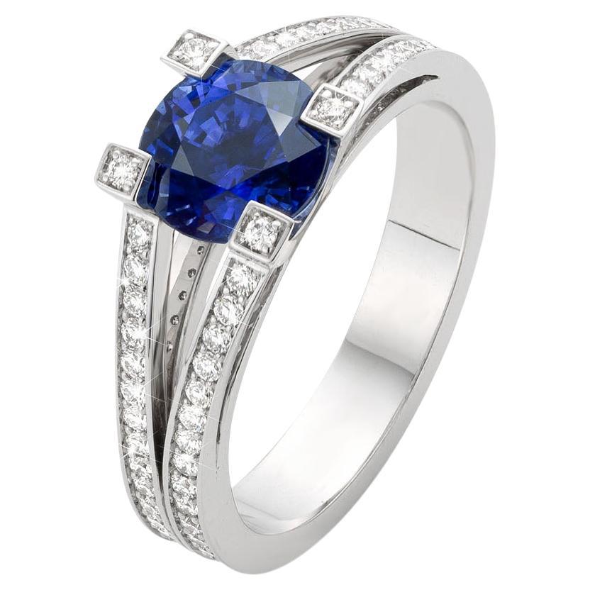 Cober "Blue Lady" with a Sapphire & Brilliant-Cut Diamonds of 0.75 Ct total Ring For Sale