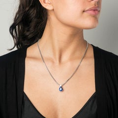 Cober "Ceylon Drop" with 6.59 Carat Ceylon Sapphire and Diamond on top Pendant