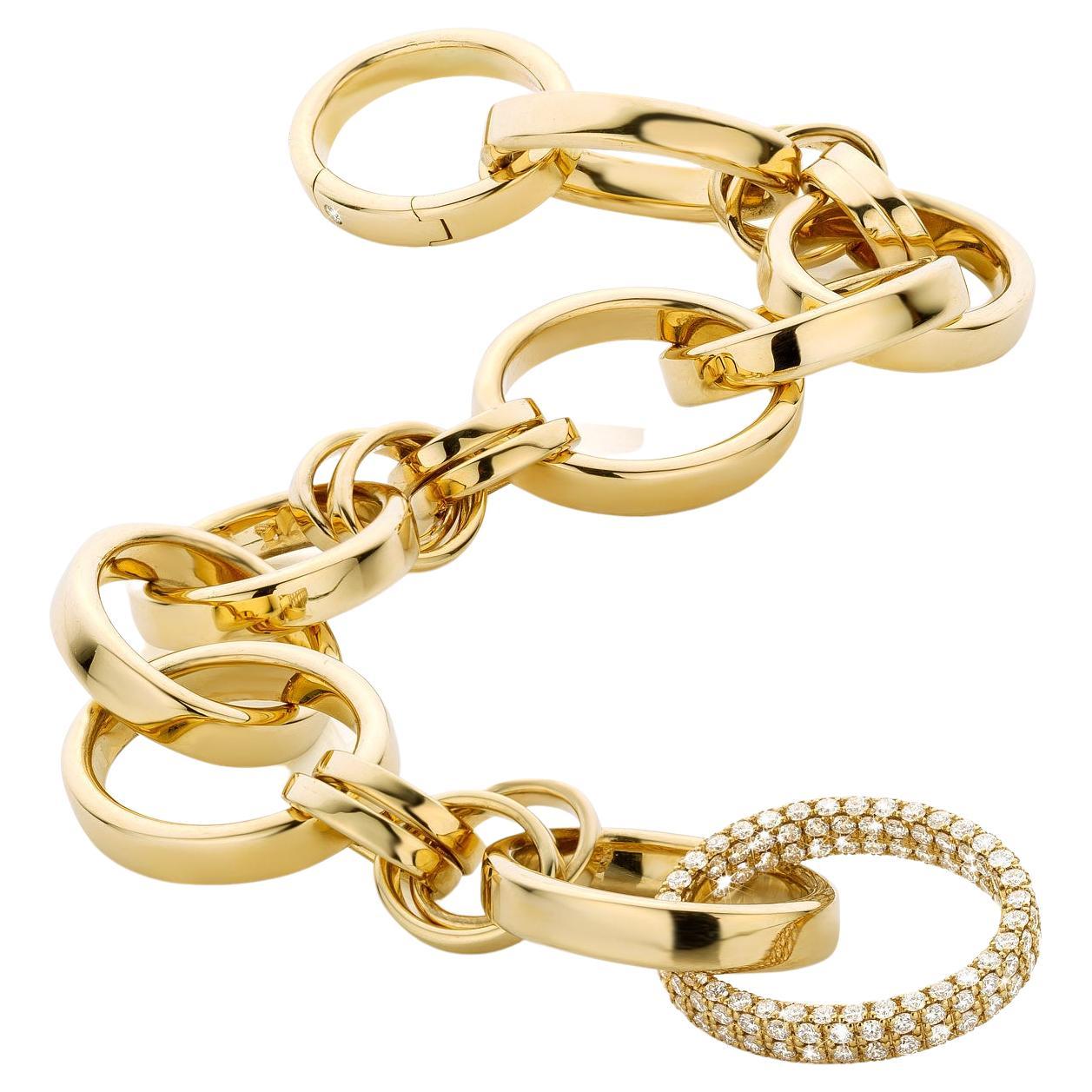 Cober Chained with 200 brilliant cut Diamonds Bracelet en or jaune en vente