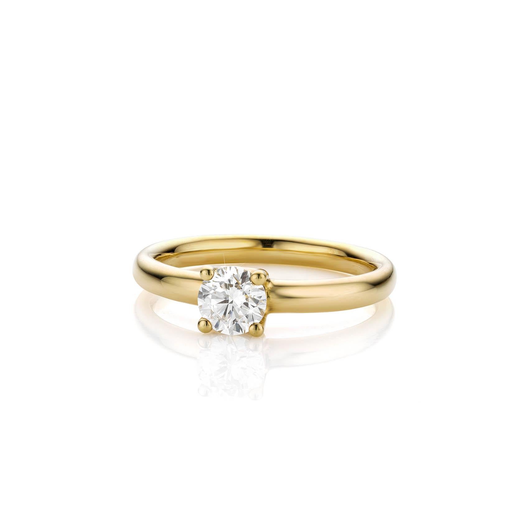 En vente :  Bague en or jaune Classic Brilliante avec un diamant de 0,50 ct. Diamant taillé en brillant 3