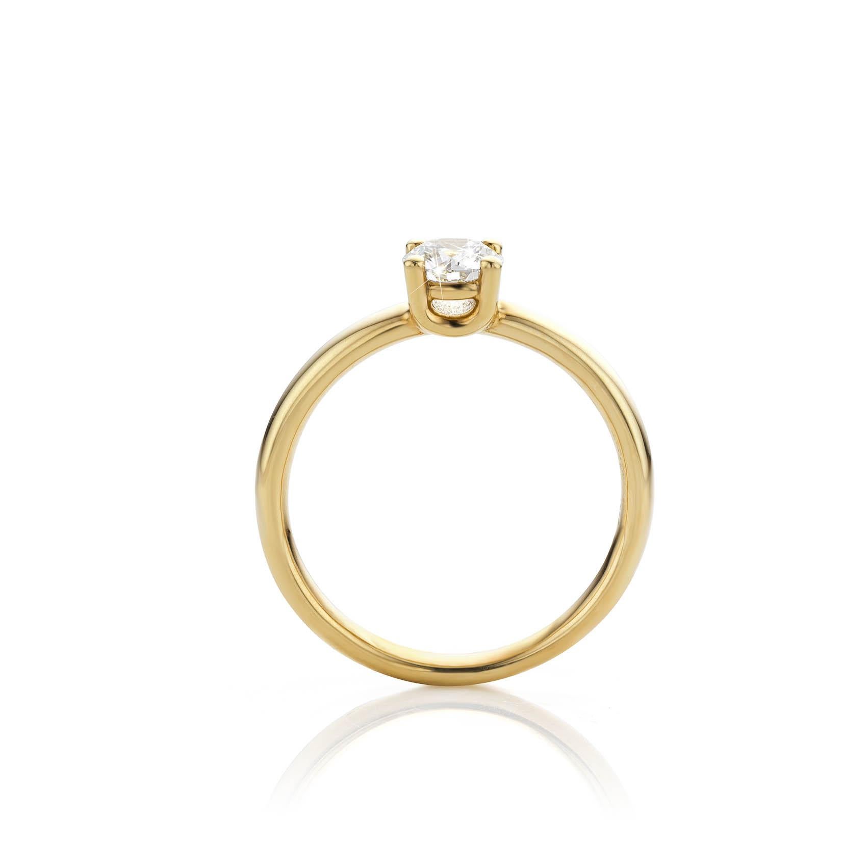 En vente :  Bague en or jaune Classic Brilliante avec un diamant de 0,50 ct. Diamant taillé en brillant 4