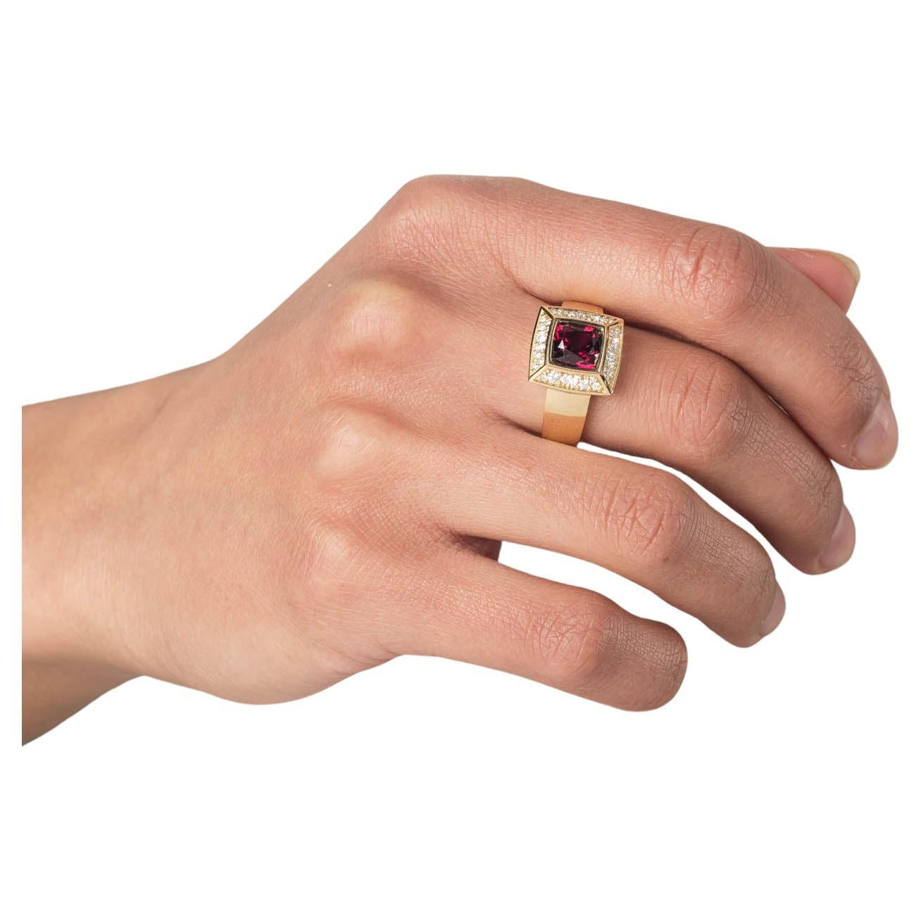 Cober “Balas Cushion” 2.37 Carat Deep Red Spinel & 0.36 Ct Diamonds Ring   In New Condition For Sale In OSS, NH