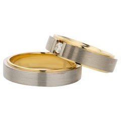 Joncs de mariage en or blanc et jaune et diamant 0,12 ct de Corona Corona avenue 