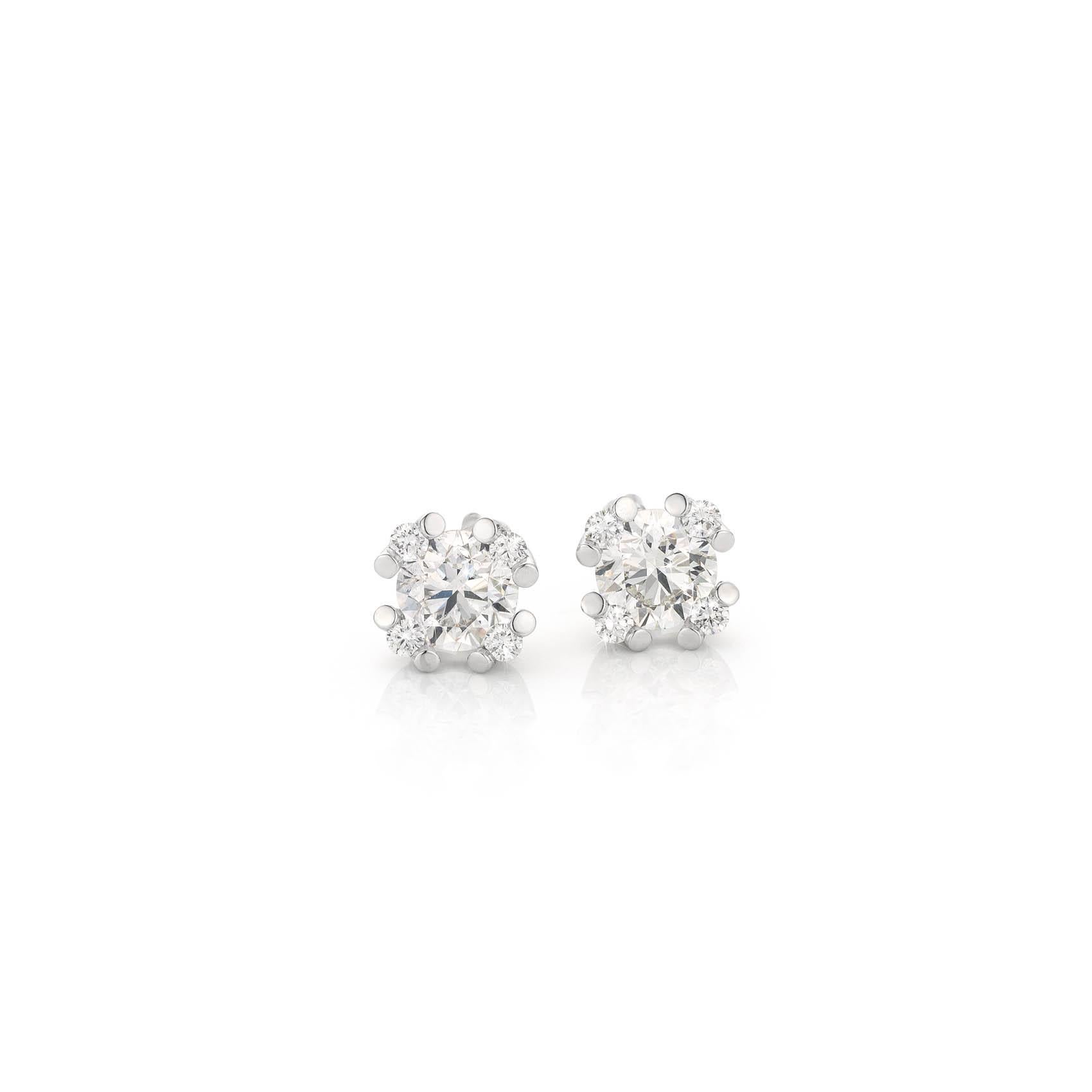 Contemporary Cober “Dancing with the stars white” with a central 0.50 Carat Diamond Ear studs For Sale