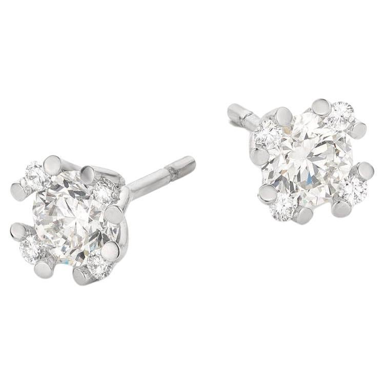 Cober “Dancing with the stars white” with a central 0.50 Carat Diamond Ear studs For Sale