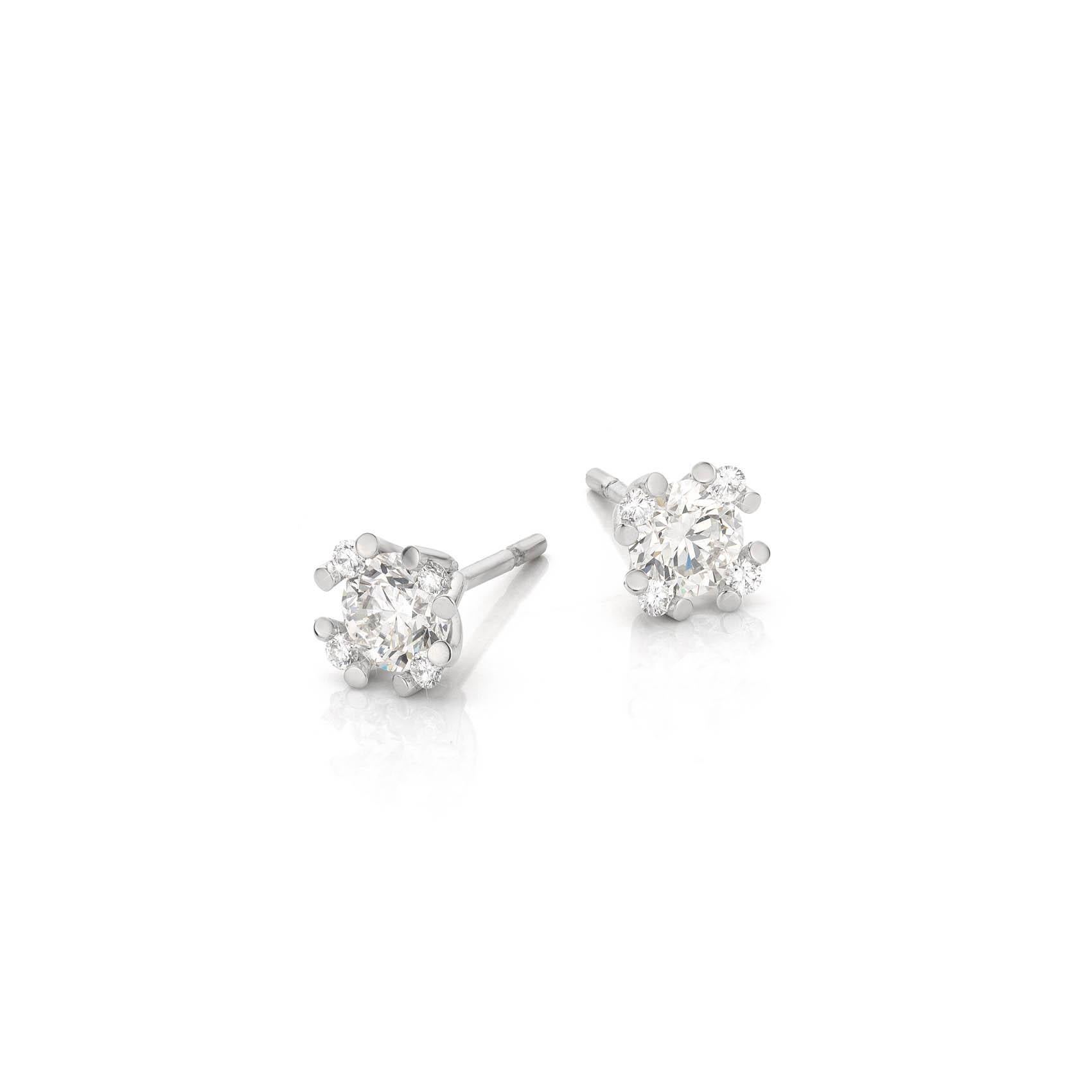 Brilliant Cut Cober “Dancing with the stars” with central 0.34 Ct Diamond Stud Earrings For Sale