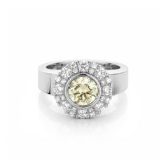 Cober “Engraved Cluster” 1.20 Carat Yellow Diamond and 30 Diamonds Fashion Ring