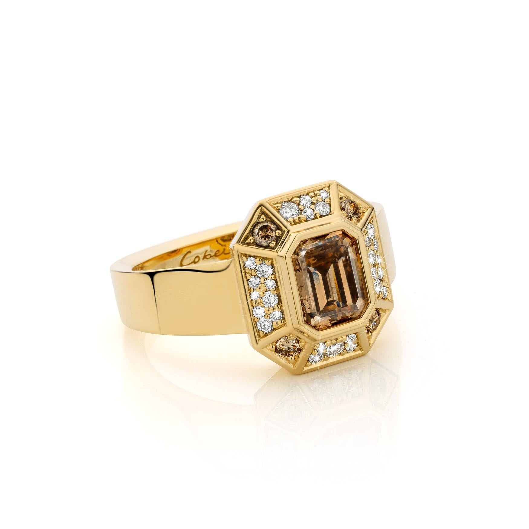 Contemporary Cober “Fancy brown Diamond” with 1.08 Carat  Brown Diamond and Diamonds Ring  For Sale