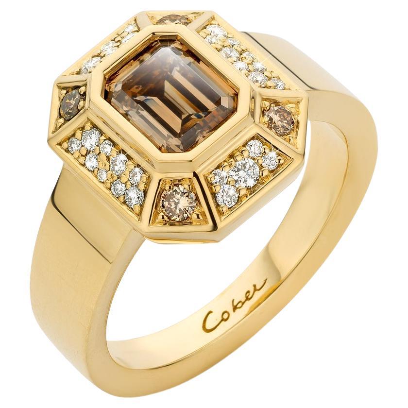 Cober “Fancy brown Diamond” with 1.08 Carat  Brown Diamond and Diamonds Ring  For Sale