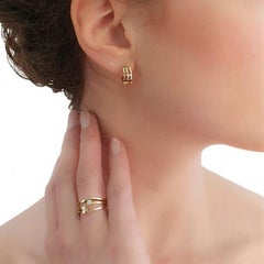 Cober "Fancy Wave" with 2 Diamonds Yellow Gold Ring