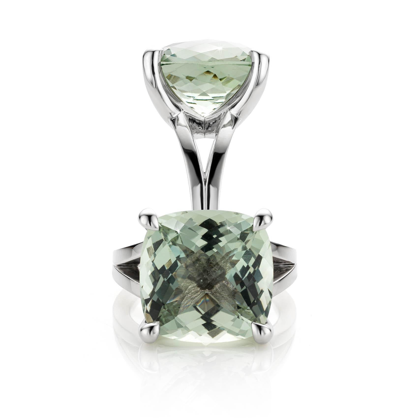 For Sale:  Cober  Fashion White Gold set with a light green, very clear Prasioliet Ring 2