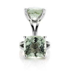 Cober  Fashion White Gold set with a light green, very clear Prasioliet Ring