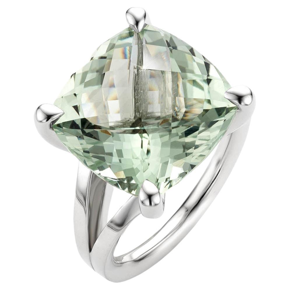 For Sale:  Cober  Fashion White Gold set with a light green, very clear Prasioliet Ring