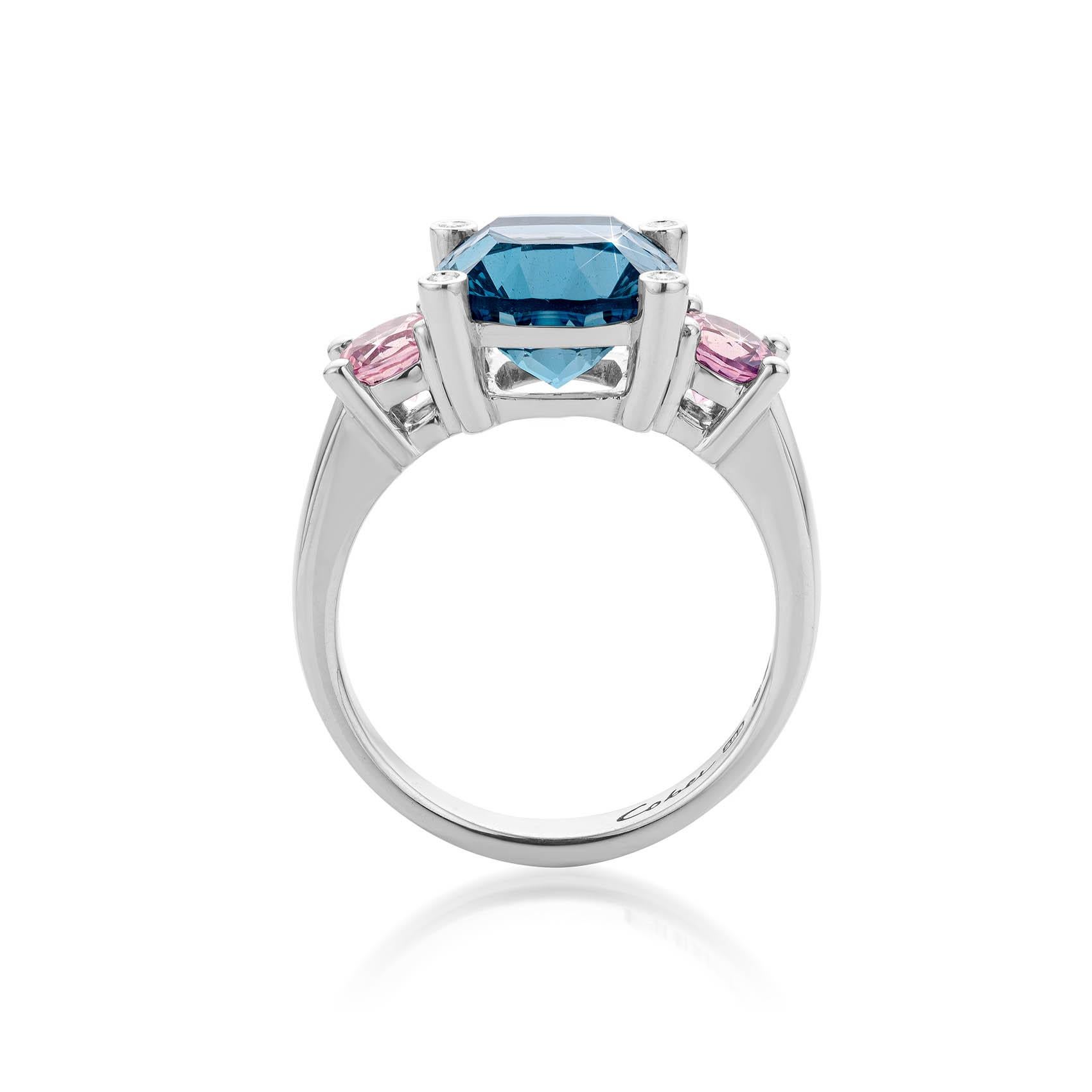 Cober feelinging Blue-Pink Ring mit drei Steinen und Spinell und Diamanten (Zeitgenössisch) im Angebot