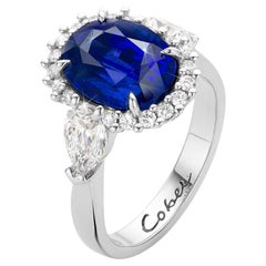 Cober GIA Report Certified "Lady Di" with 5.06 Carat Sapphire and Diamonds Ring